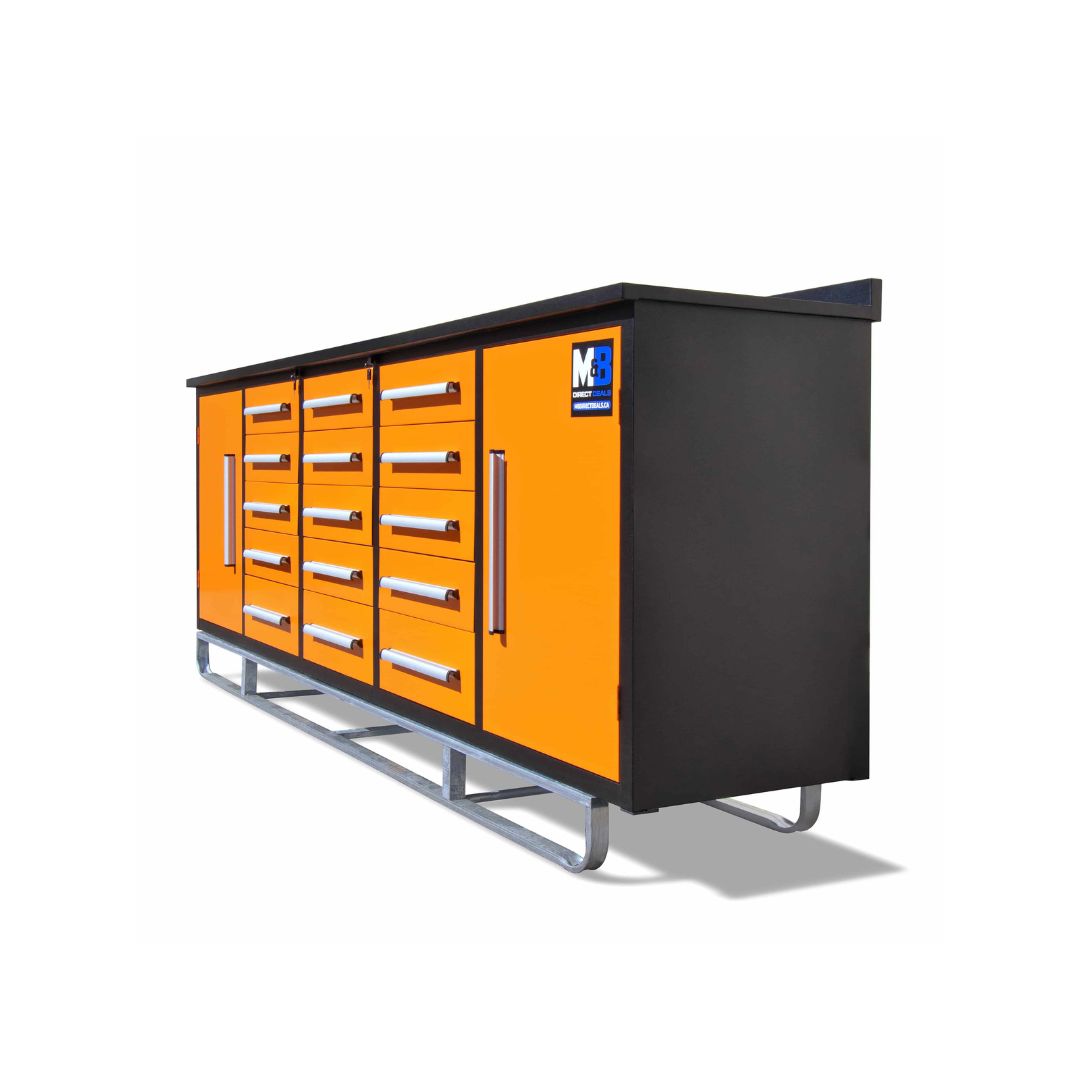 M&B | 10&rsquo; Workbench Cabinet with 15 Drawers - Metro Container PTY LTD