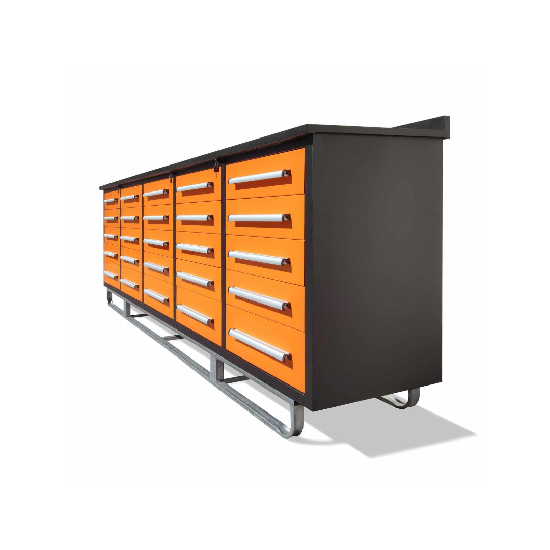 M&B | 10&rsquo; Workbench Cabinet with 25 Drawers - Metro Container PTY LTD