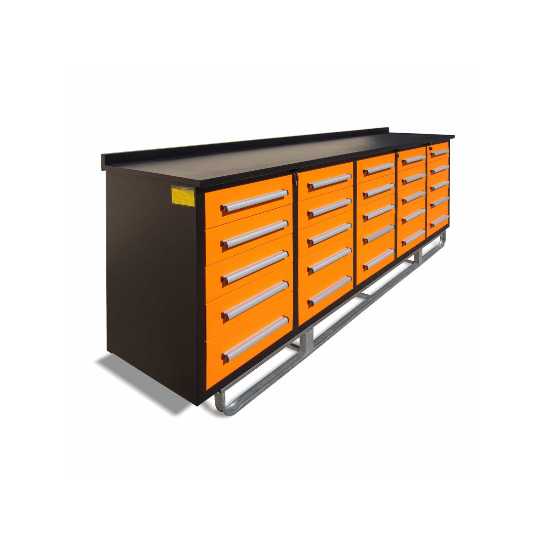 M&B | 10&rsquo; Workbench Cabinet with 25 Drawers - Metro Container PTY LTD