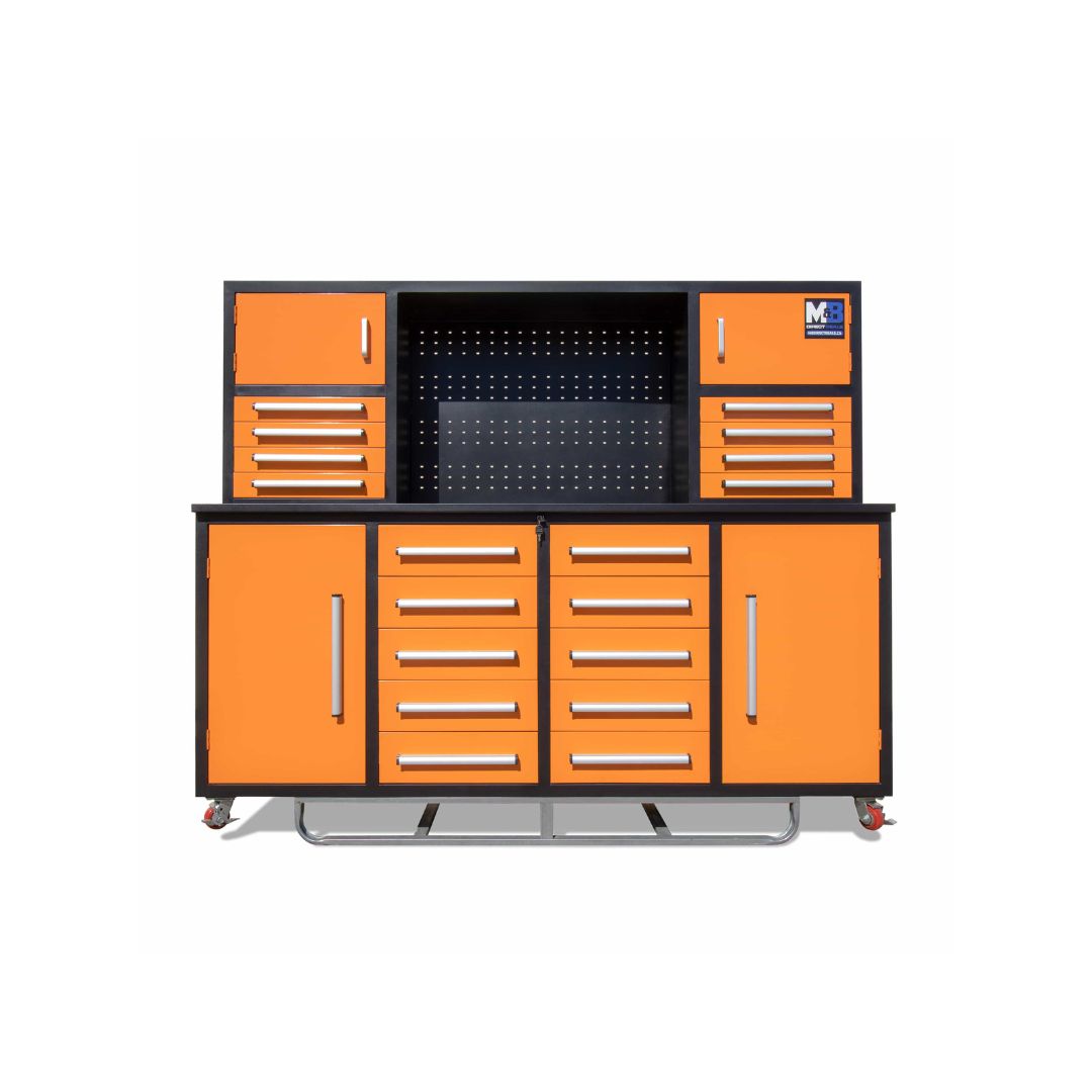 M&B | 7&rsquo; Workbench Cabinet with 18 Drawers - Metro Container PTY LTD